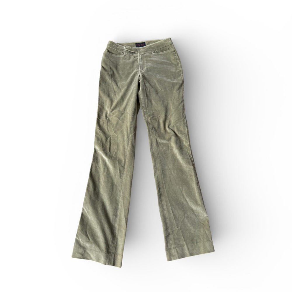 Ralph Lauren Sage Green Flared Velour Trousers
